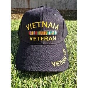 VIETNAM VETERAN Embroidered Baseball Cap Hat Black New Adjustable Strap NWT